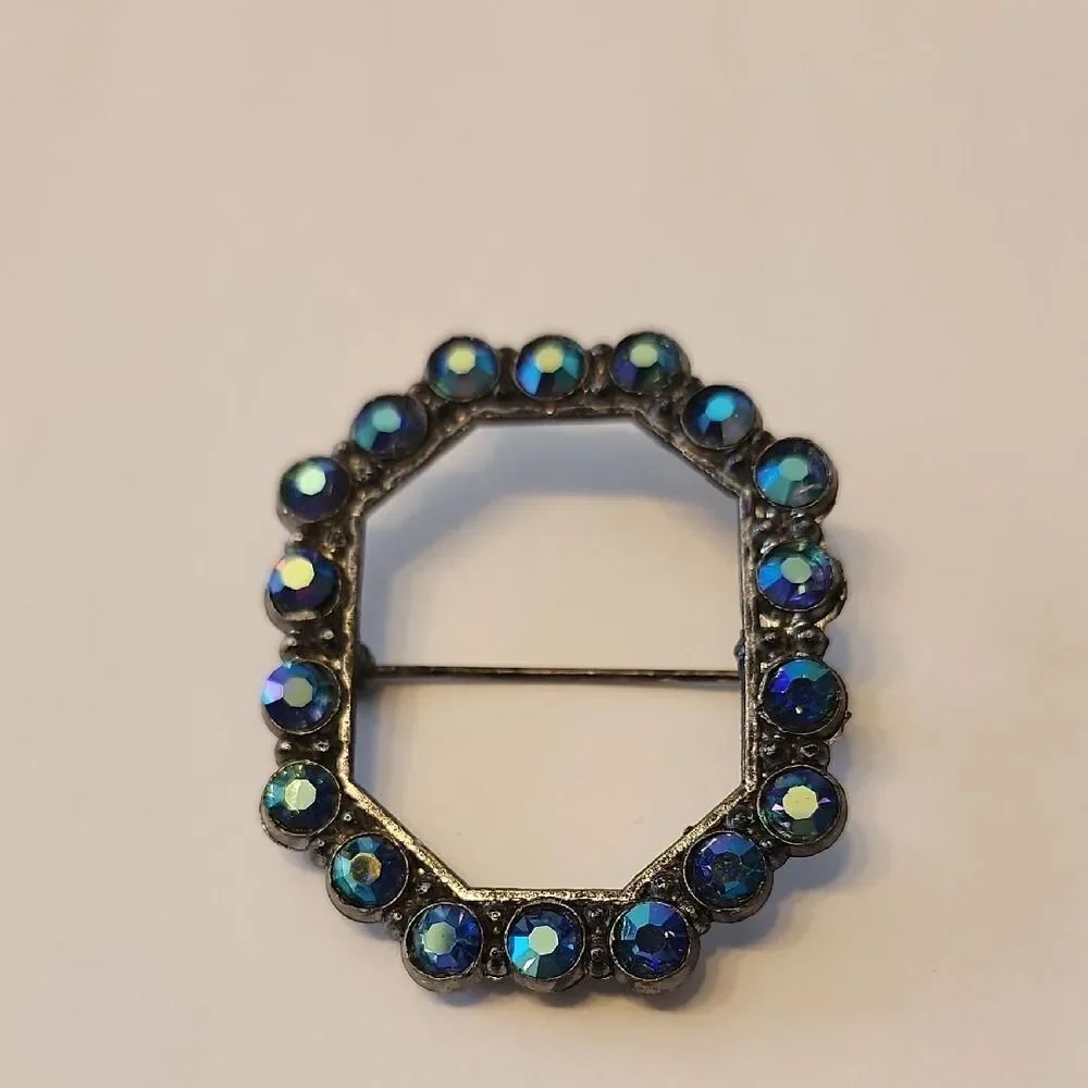 Vintage AB Rhinestone Blue Brooch